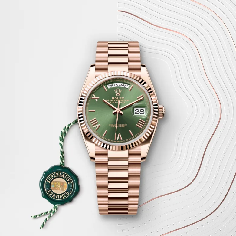 rolex Day-Date 36 in 18 ct Everose gold M128235-0089* - Michaud