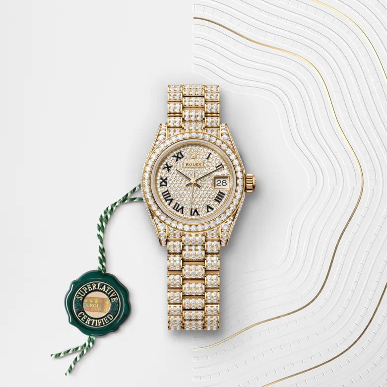 rolex Lady-Datejust in 18 ct yellow gold with case sides and lugs set with diamonds M279458RBR-0001* - Michaud