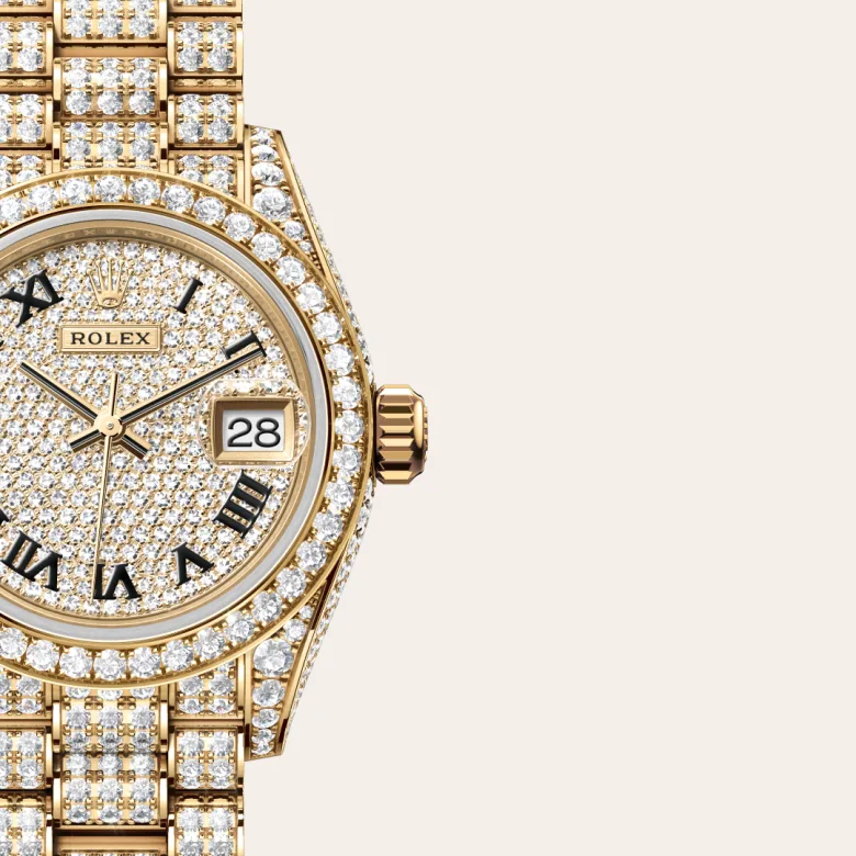 rolex Lady-Datejust in 18 ct yellow gold with case sides and lugs set with diamonds M279458RBR-0001* - Michaud